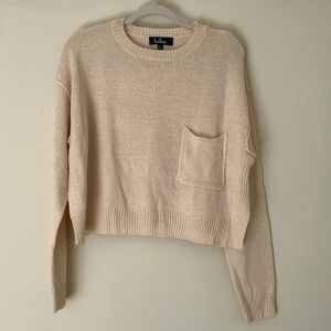 NEW Cream Cropped Crewneck Sweater
